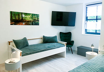 Terrassenblick – Raum mit zwei Einzelbetten